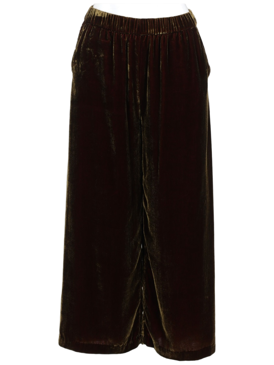 Velvety Brown Pants with Relaxed Fit and Subtle Sheen