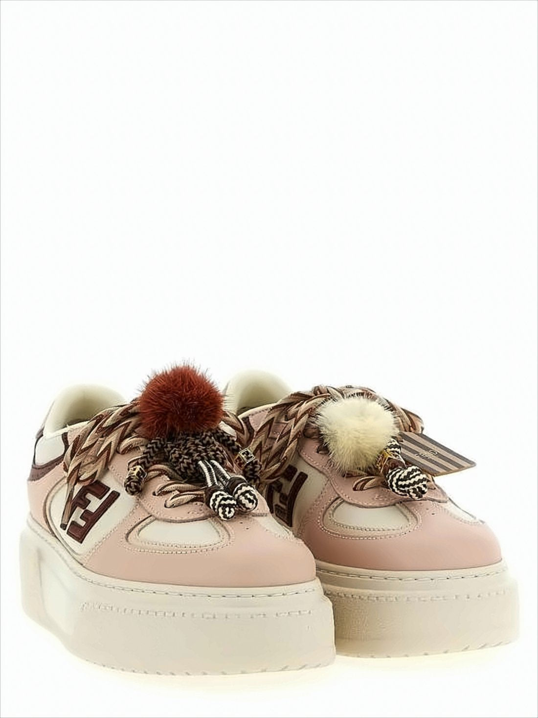 Chunky White Sole Sneakers with Braided Laces