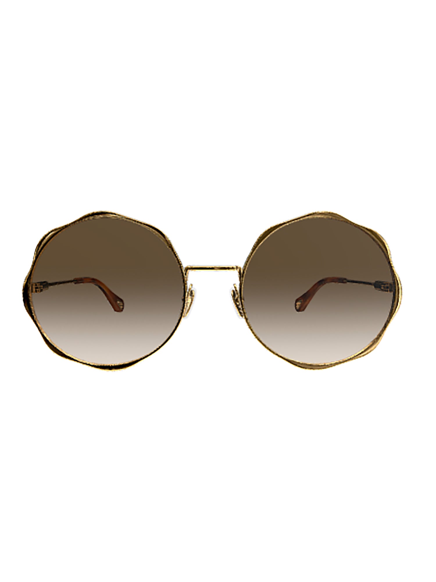 Round Gradient Lens Sunglasses with Wavy Metallic Frame
