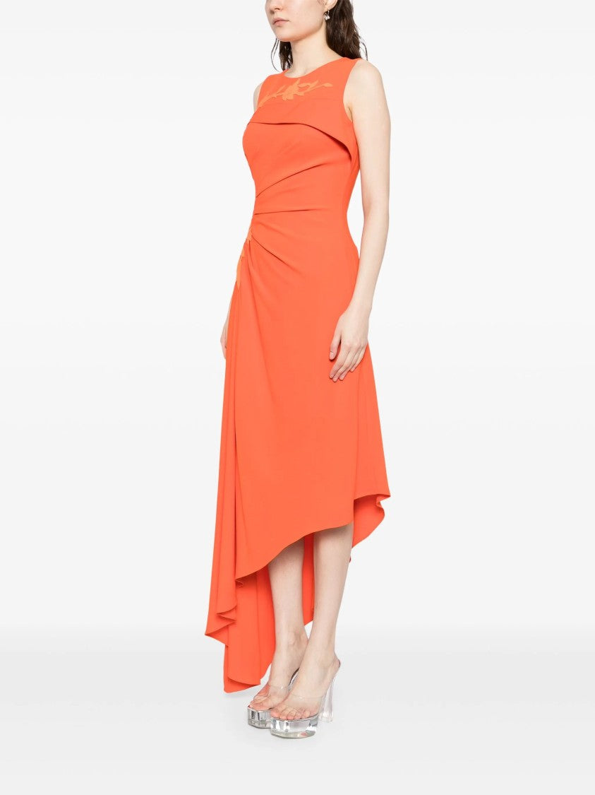 Crepe, High-Low Dress With Matching Embroidery