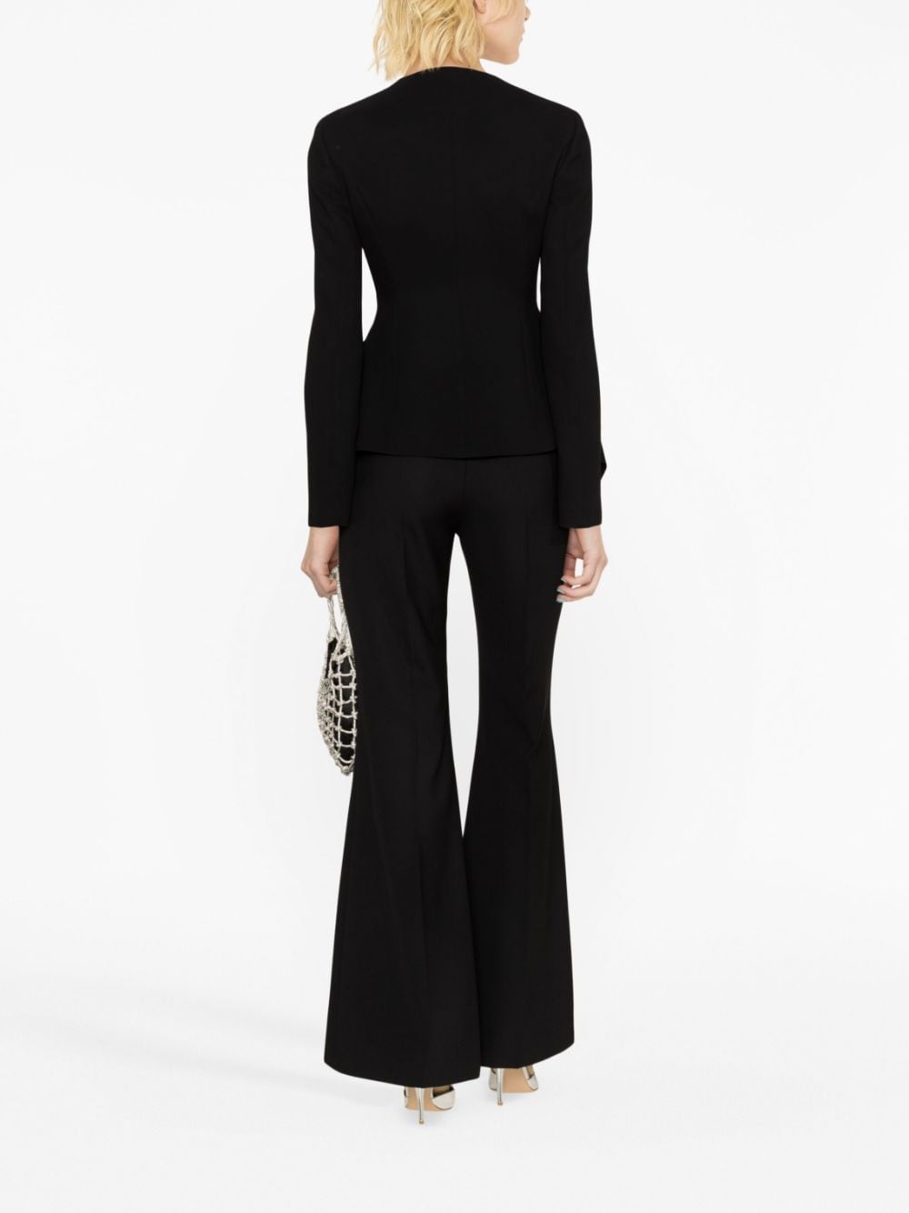Single-Breasted Peplum Viscose Jacket