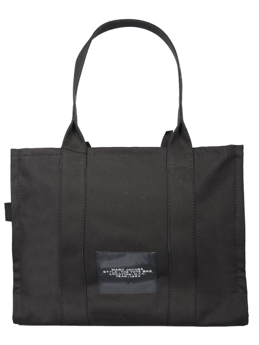 Large Black Cotton Canvas Logo Tote Bag