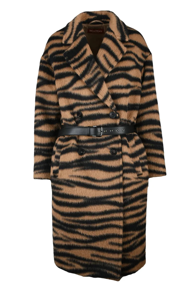 Vidim Double-Breasted Coat - Brown/Black