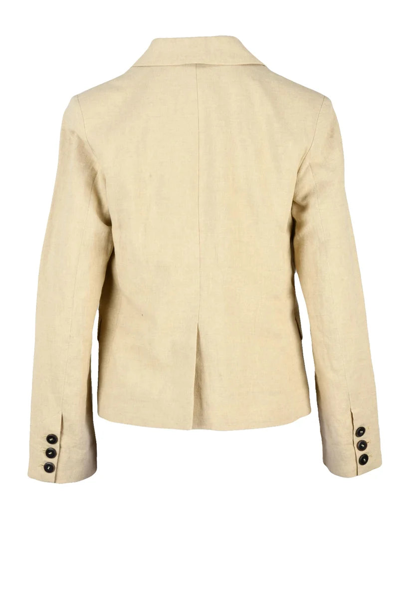 Cropped Tailored Blazer with Textured Fabric
