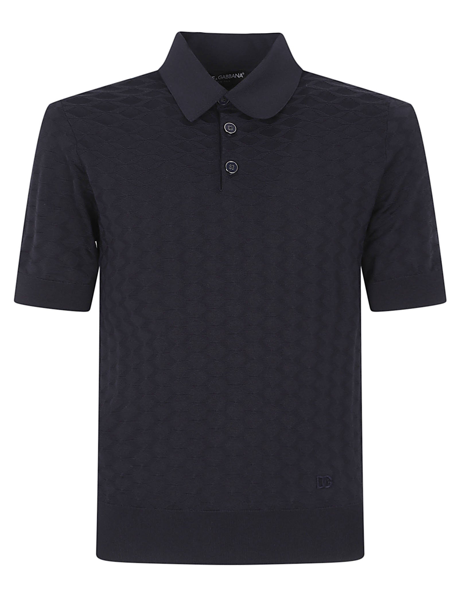 Short-Sleeve Textured Silk Polo