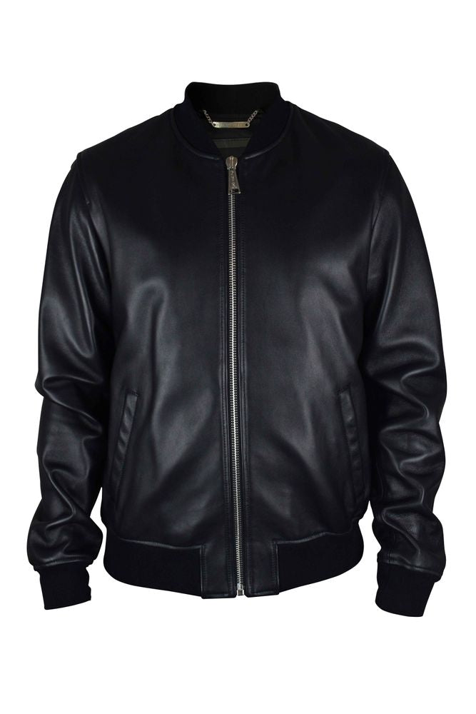 Black Leather Bomber Jacket