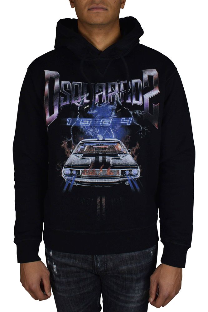 Graphic Print Hooded Sweatshirt With Drawstring Detail
