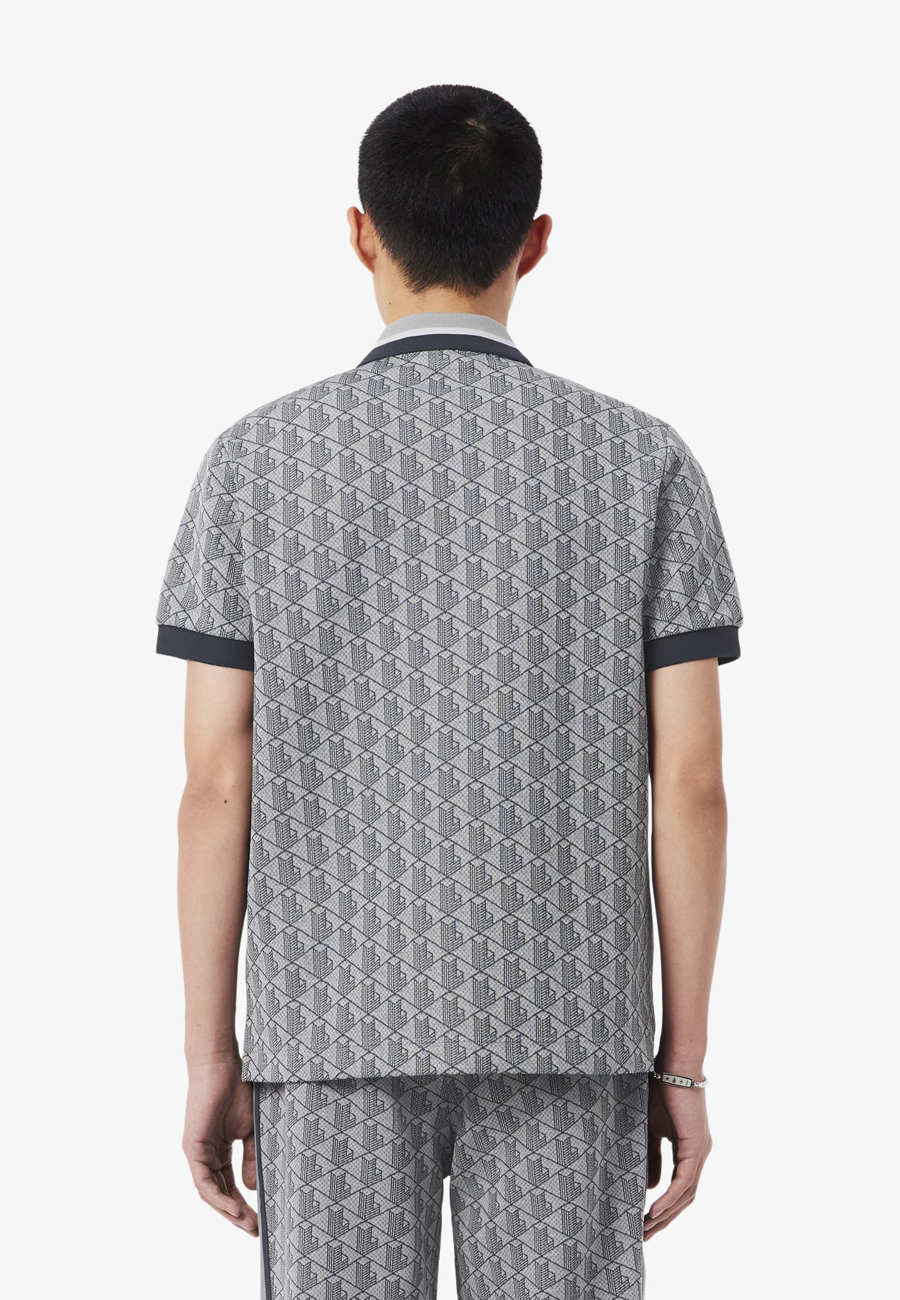 Gray Monogram Jacquard Polo Shirt