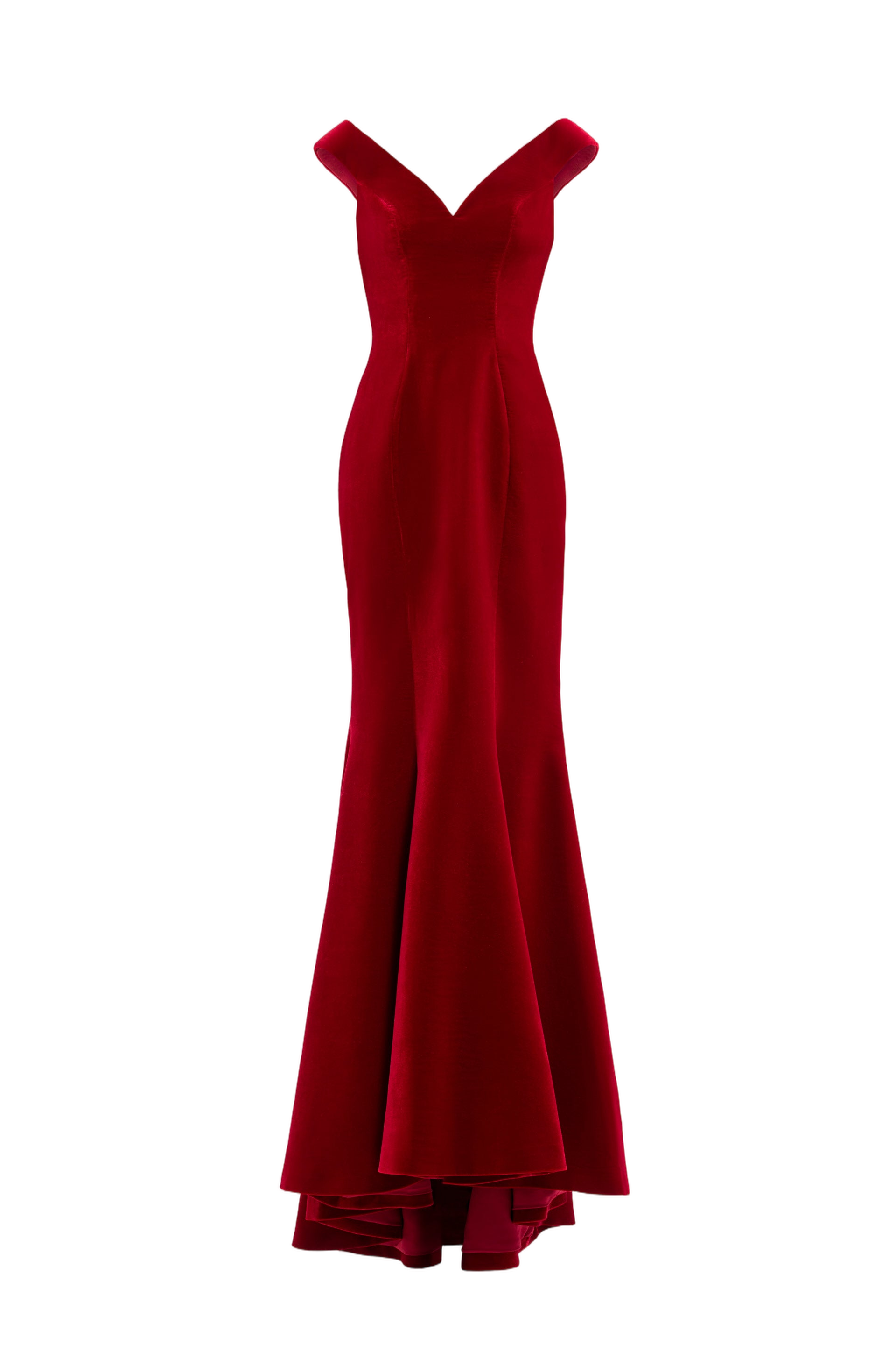 Mermaid Cut Off-Shoulder Long Dress in Scooter Velvet