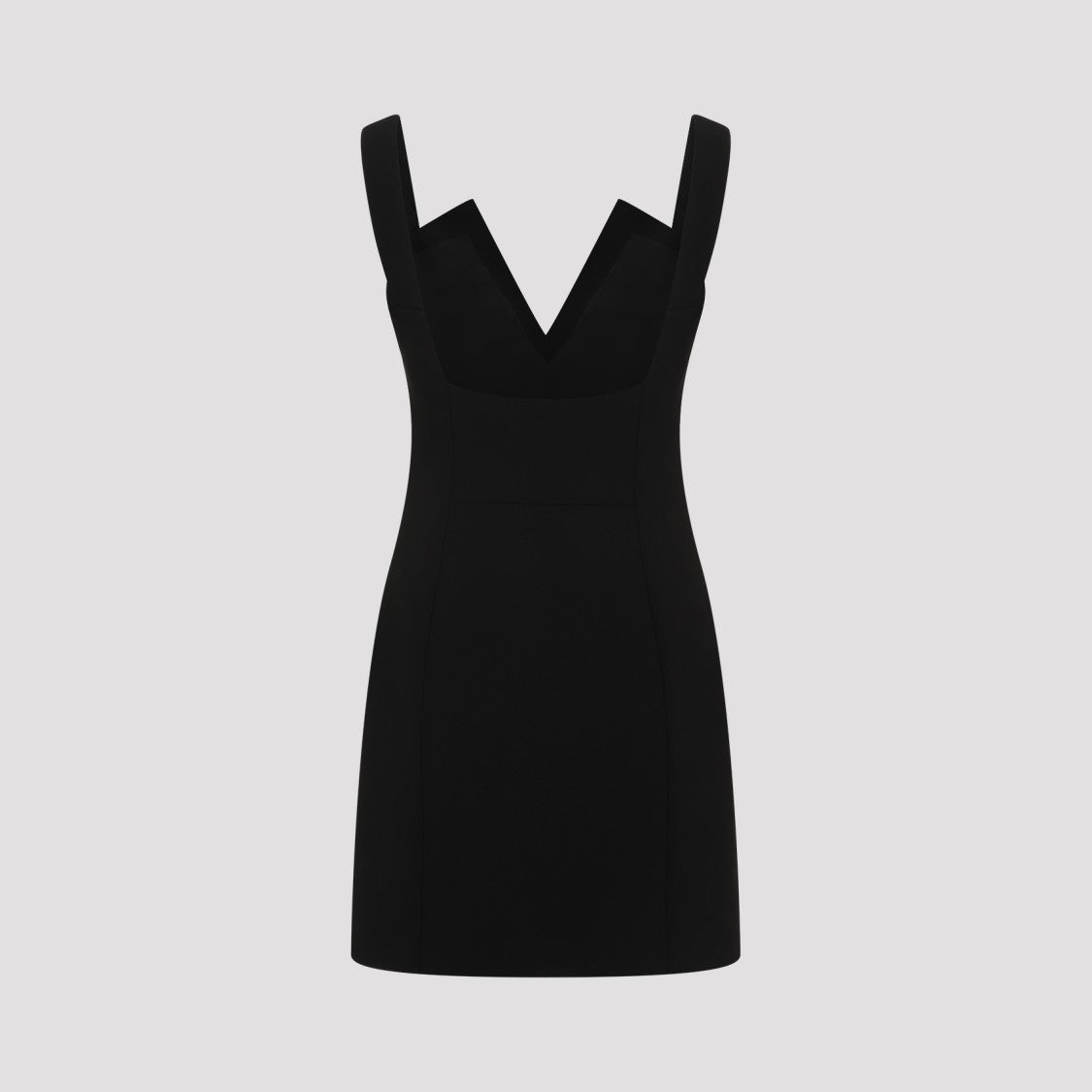 Mini Dress With Structured V-Neck And Statement Straps