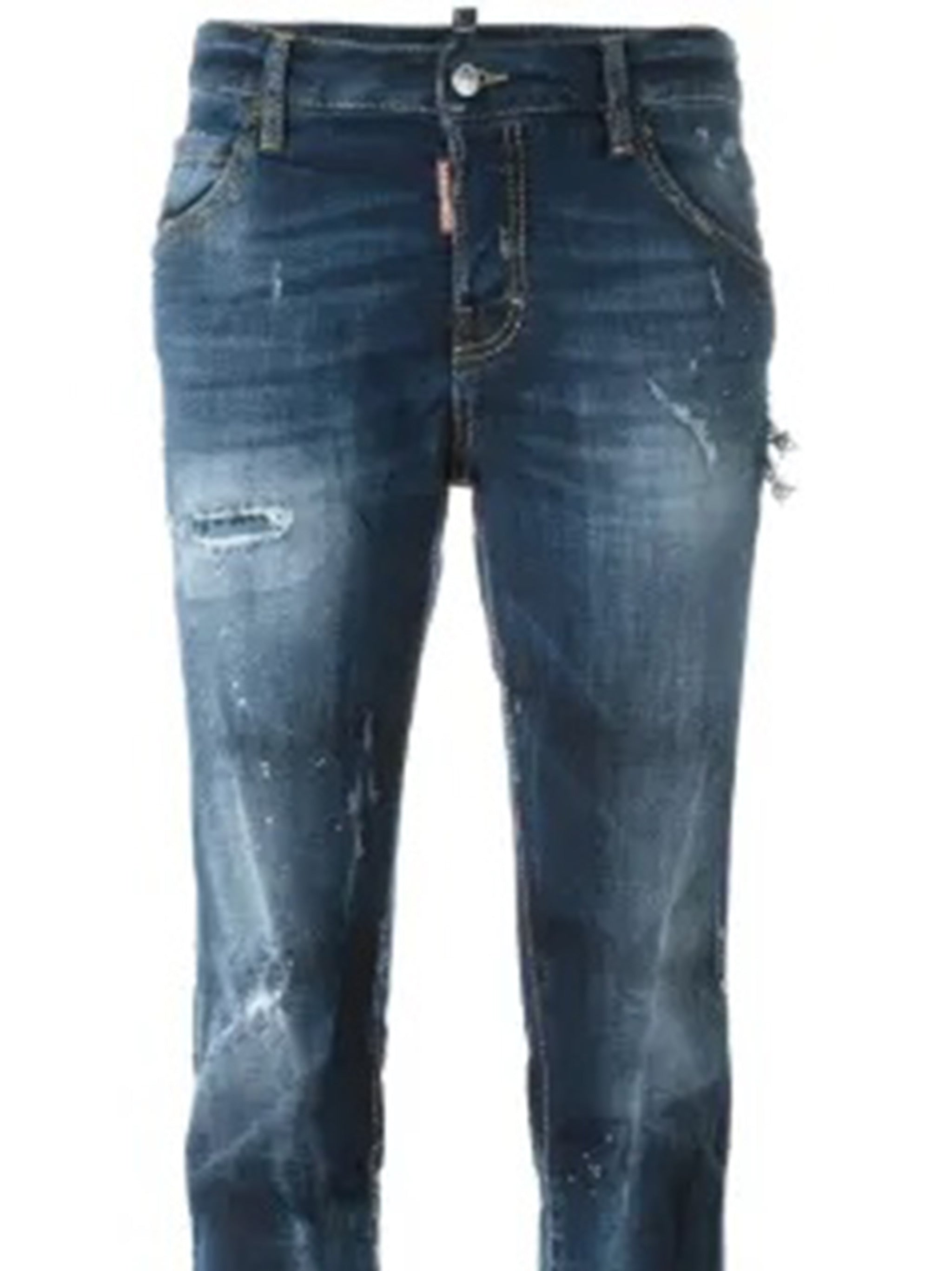 Slim Fit Medium Blue Whiskering Jeans