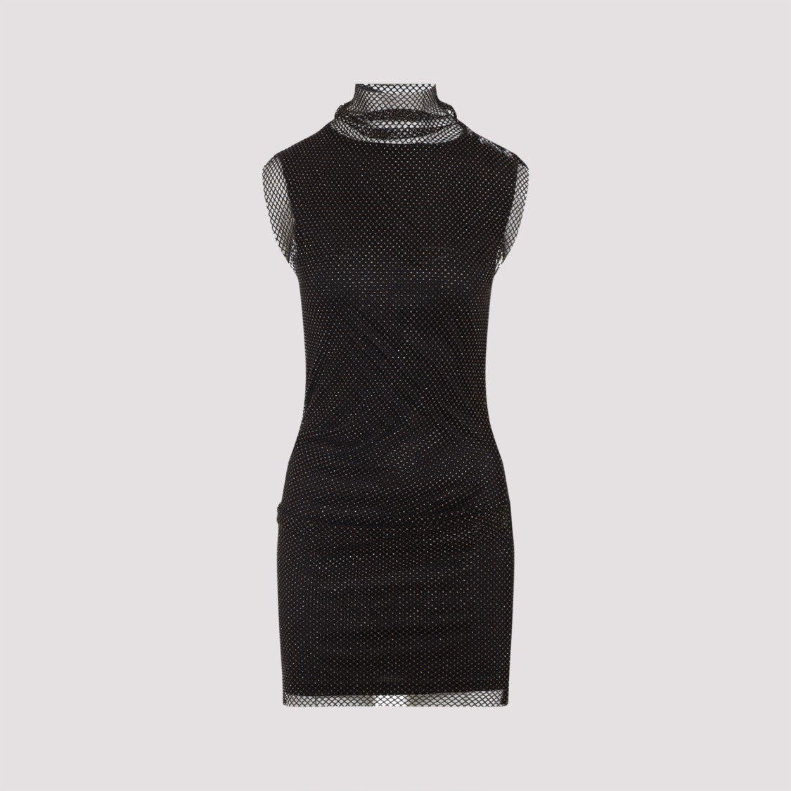 Crystal-Embellished Black Dress With High Neckline