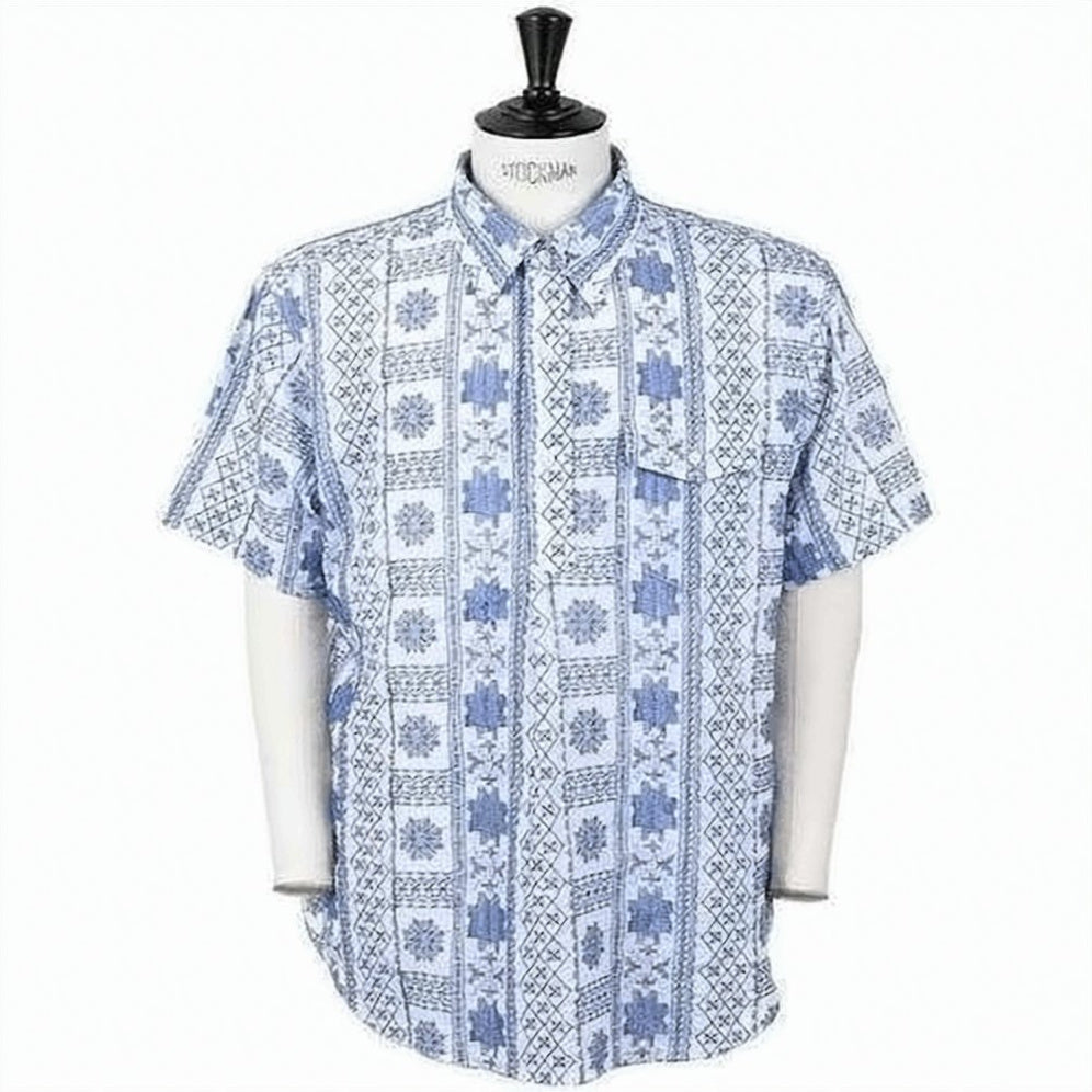 Patterned Short-Sleeve Shirt with Button-Down Collar