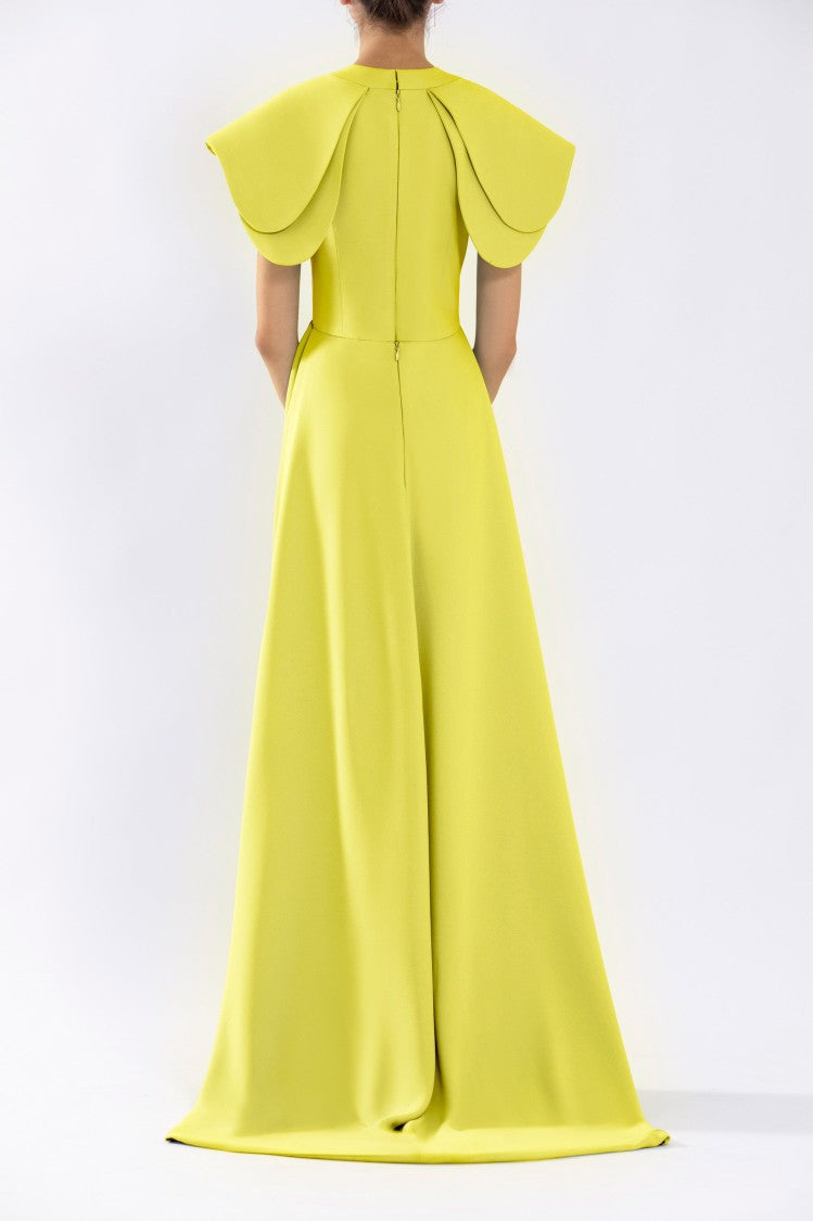 Crepe Jumpsuit, With Back Overskirt
