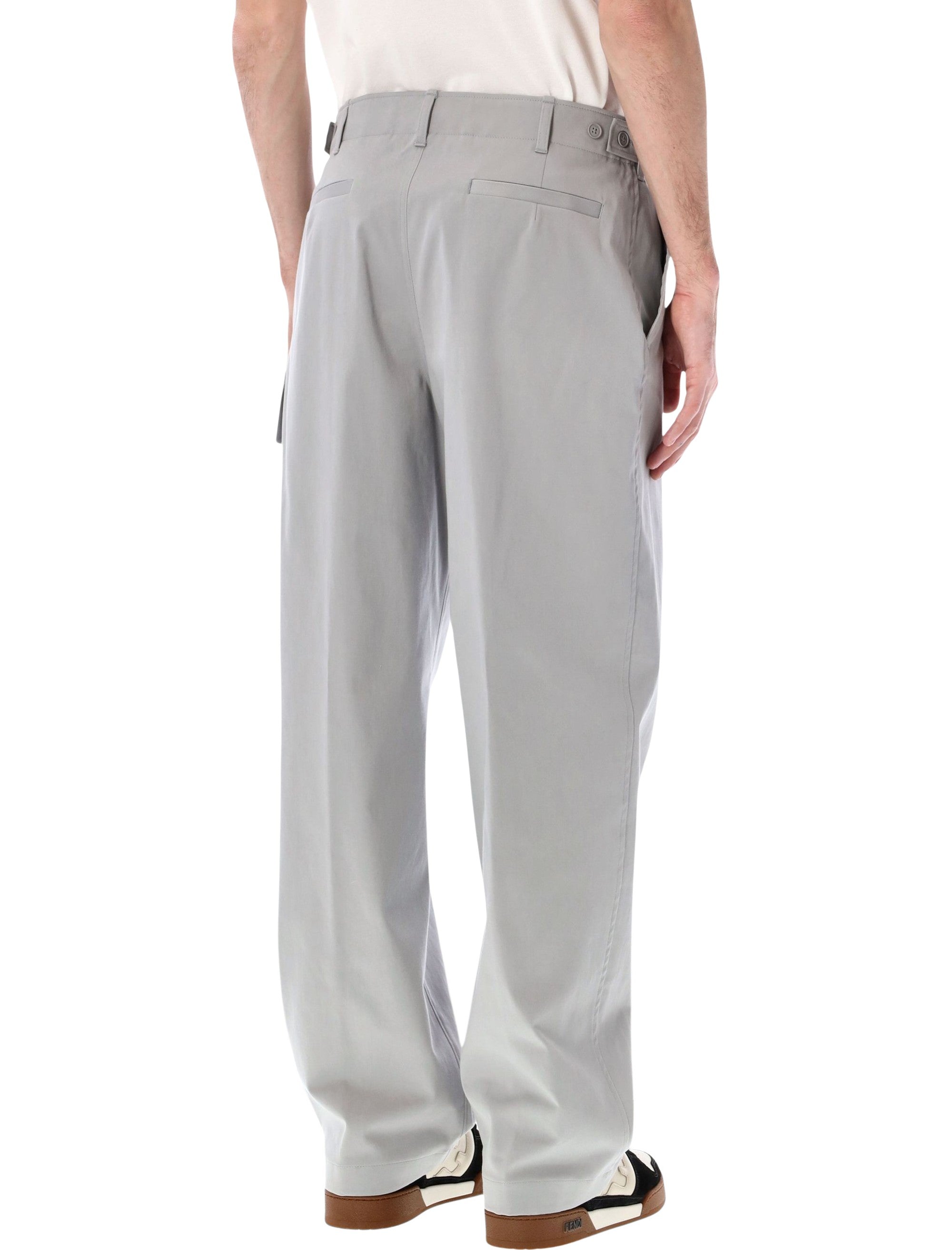 Gabardine Cargo Trousers with Embossed FF Logo