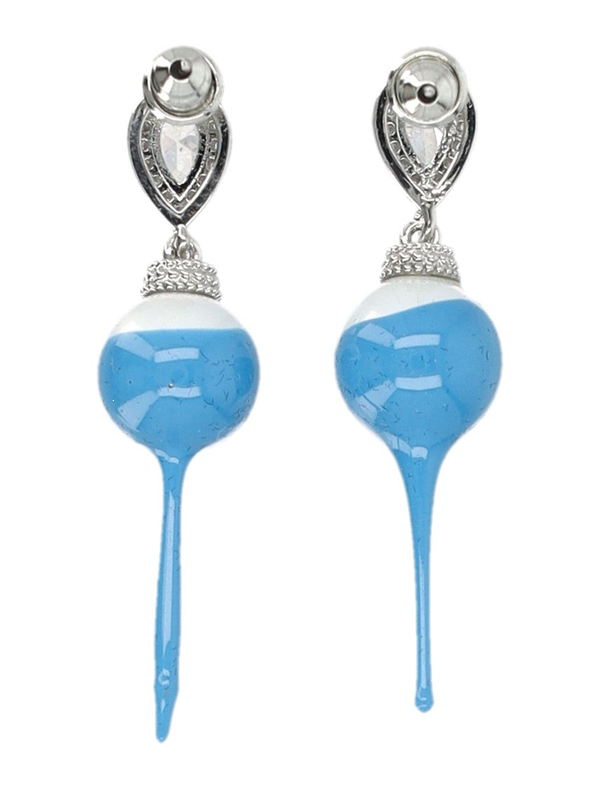 Blue Dipped Pearl Drop Earrings