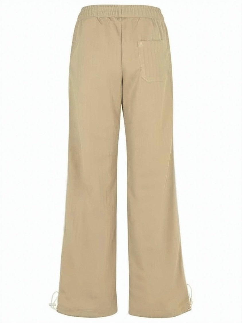 Wide-Leg Relaxed Fit Pants with Drawstring Hem