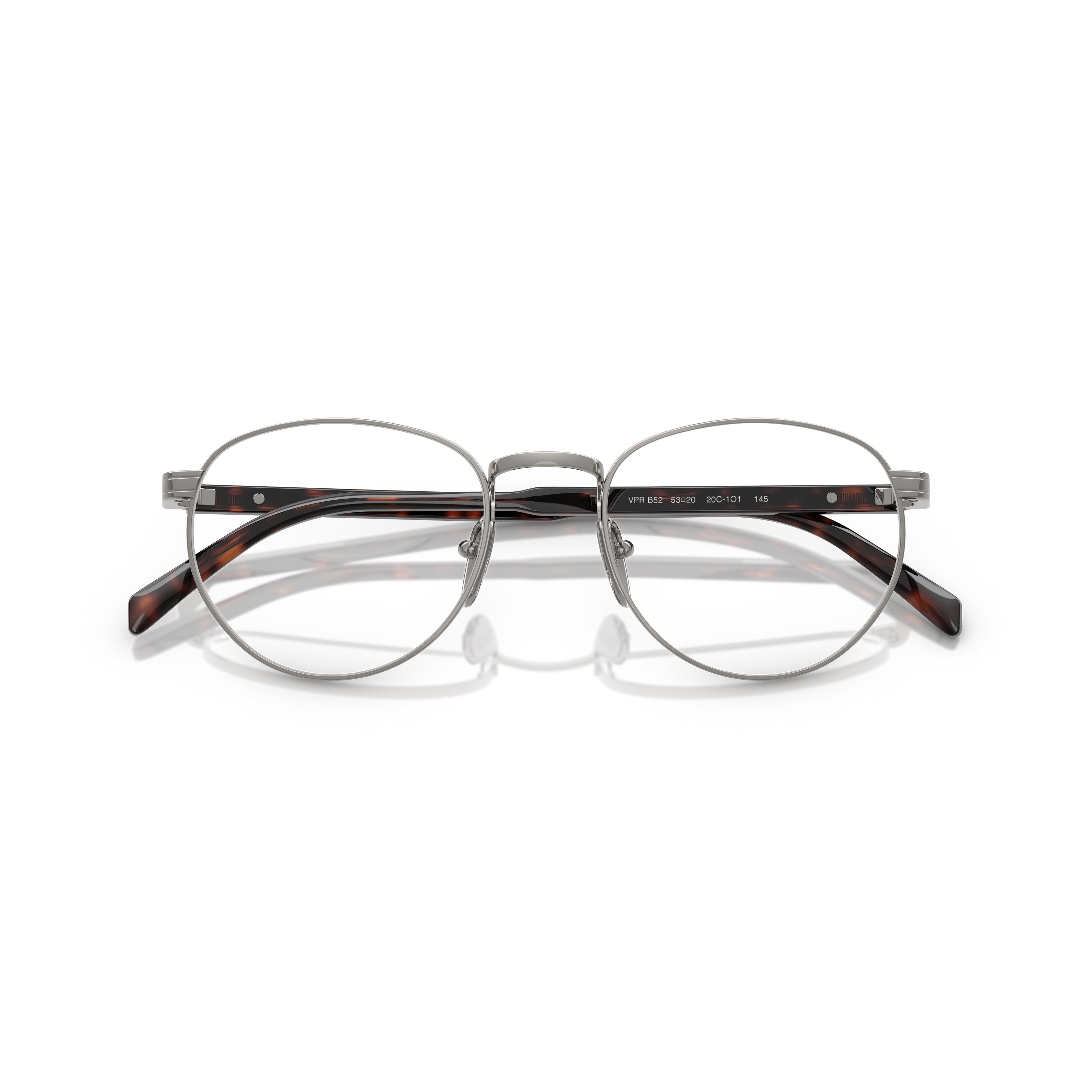 0pr B52v Rounded Lens Silver Frame Eyeglasses