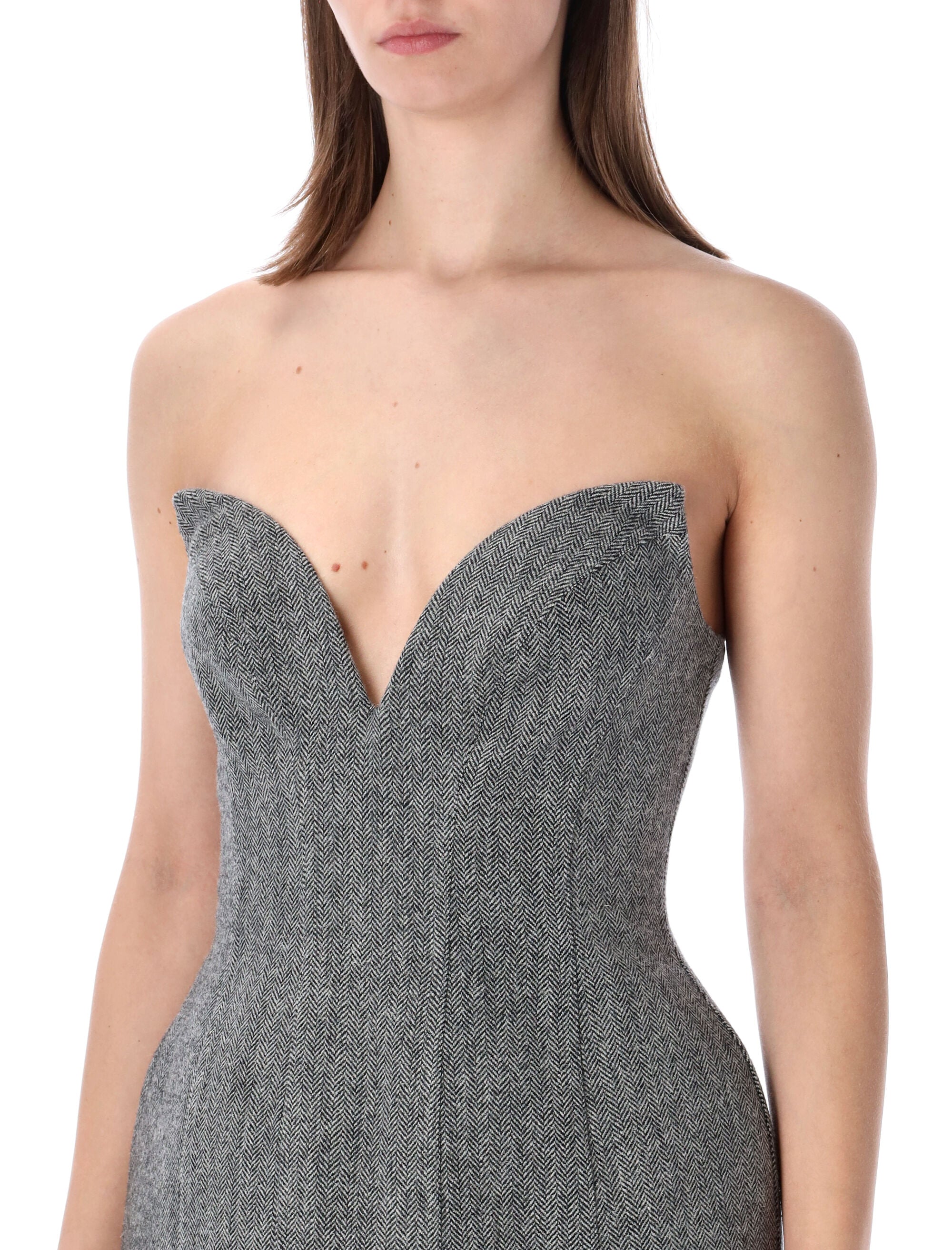 Grey Bandeau Mini Dress