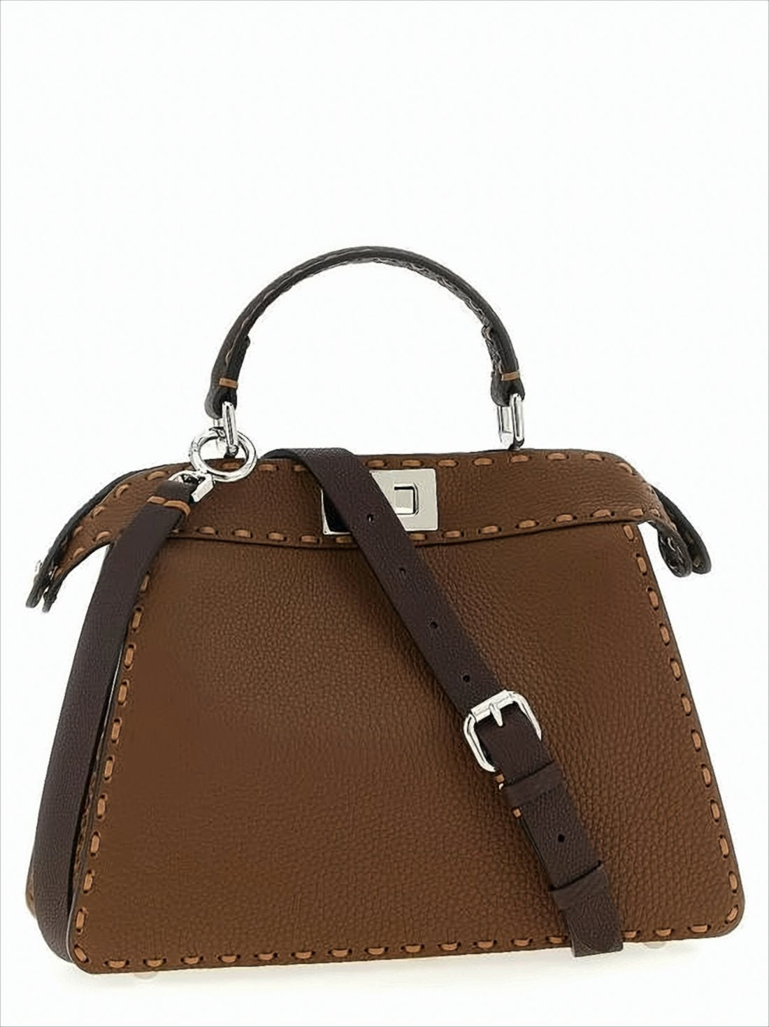 Trapezoidal Calf Leather Shoulder Bag