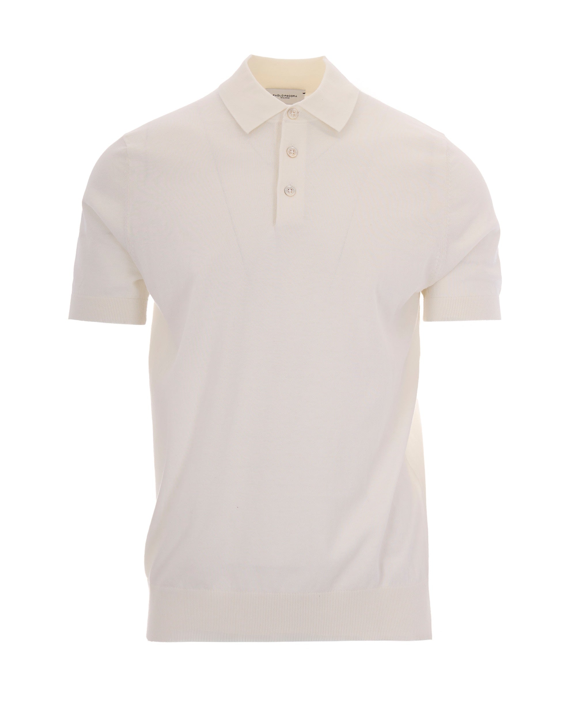 White Knit Polo Shirt
