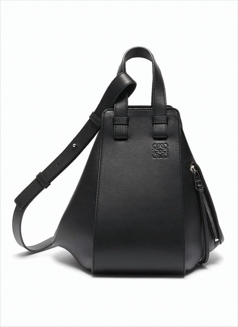 Trapezoidal Shoulder Bag in Smooth Calf Leather