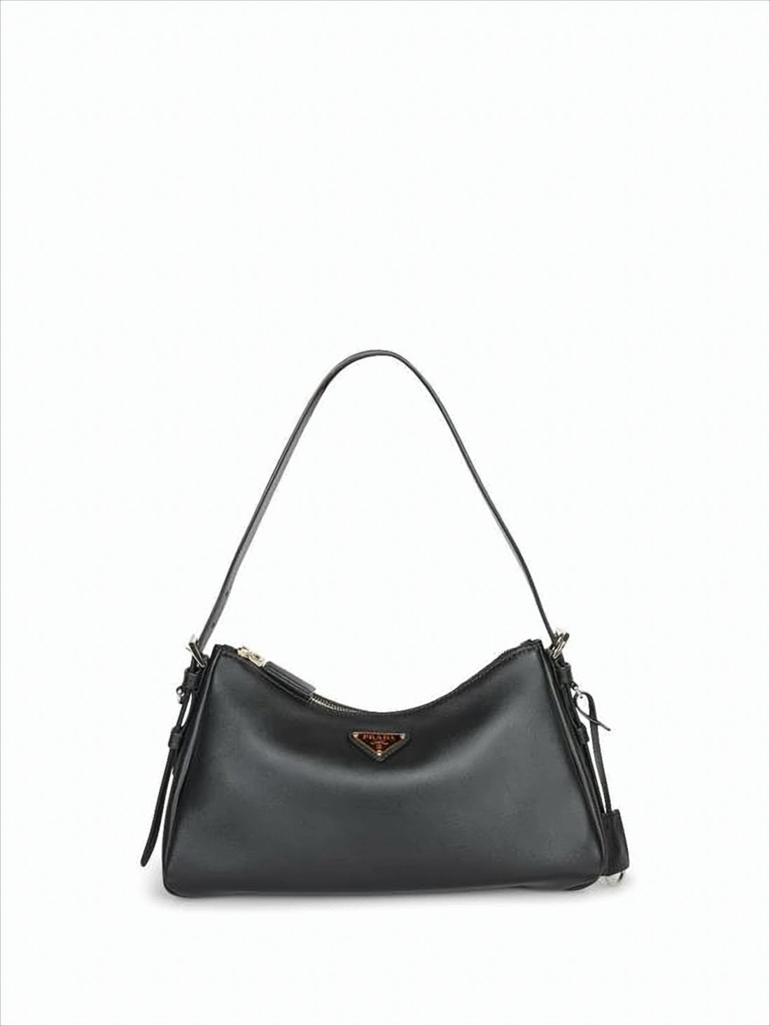 Minimalist Black Calf Leather Shoulder Bag