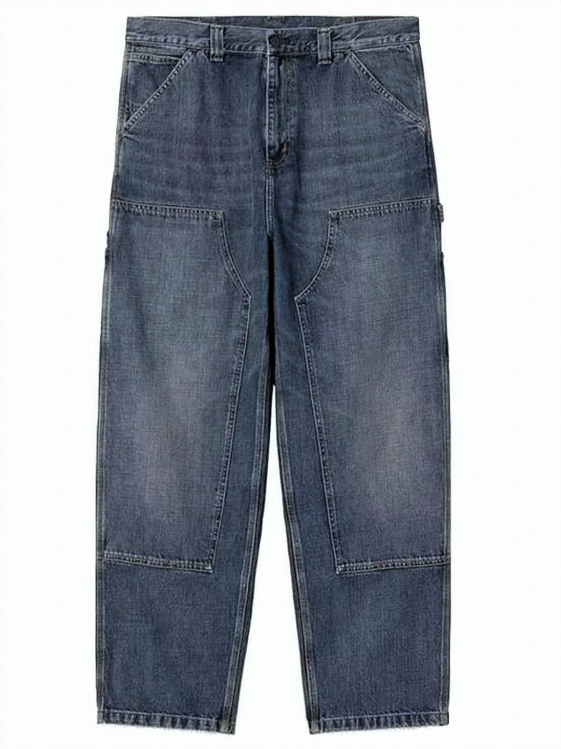 Relaxed Straight-Leg Pants with Double Knee Reinforcement