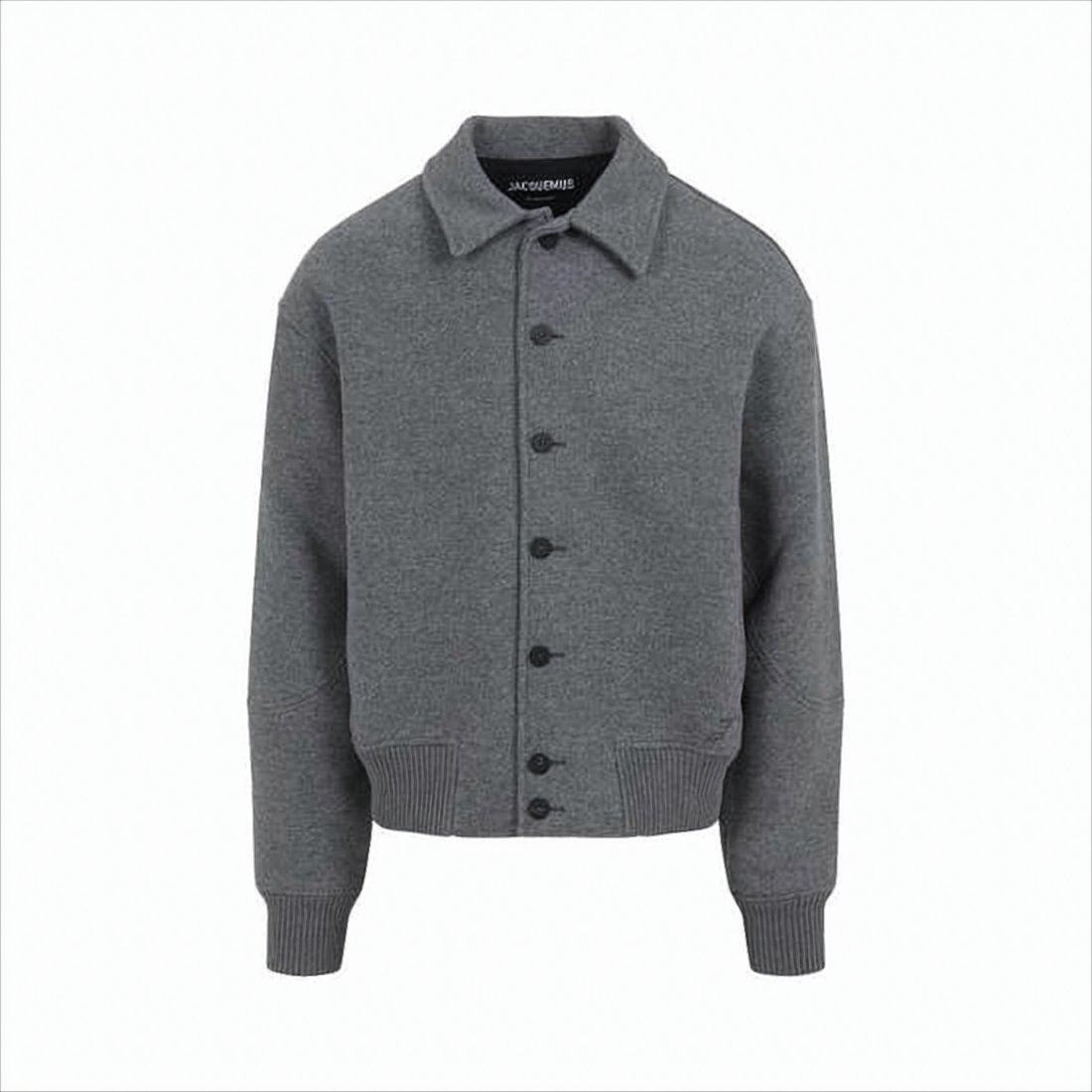 Button-Up Grey Wool Blend Jacket