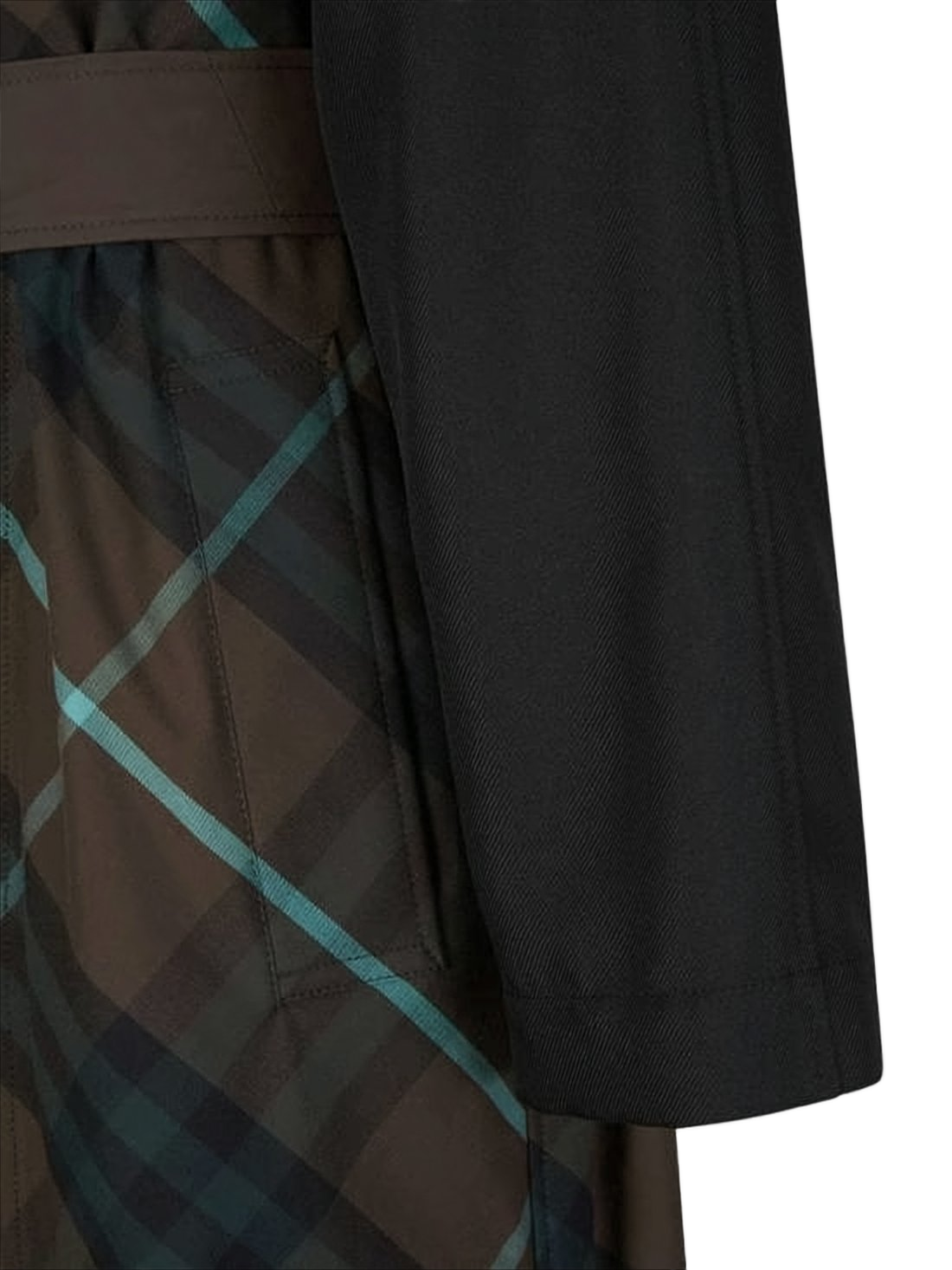 Mid-Length Plaid Cape with Structured Collar