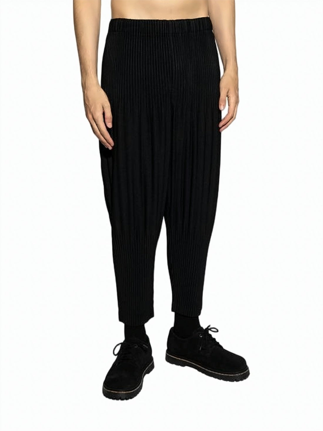 Pleated Design Cropped Jogger Pants