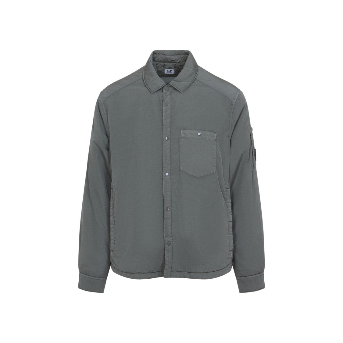 Button-Up Grey Polyamide Casual Jacket