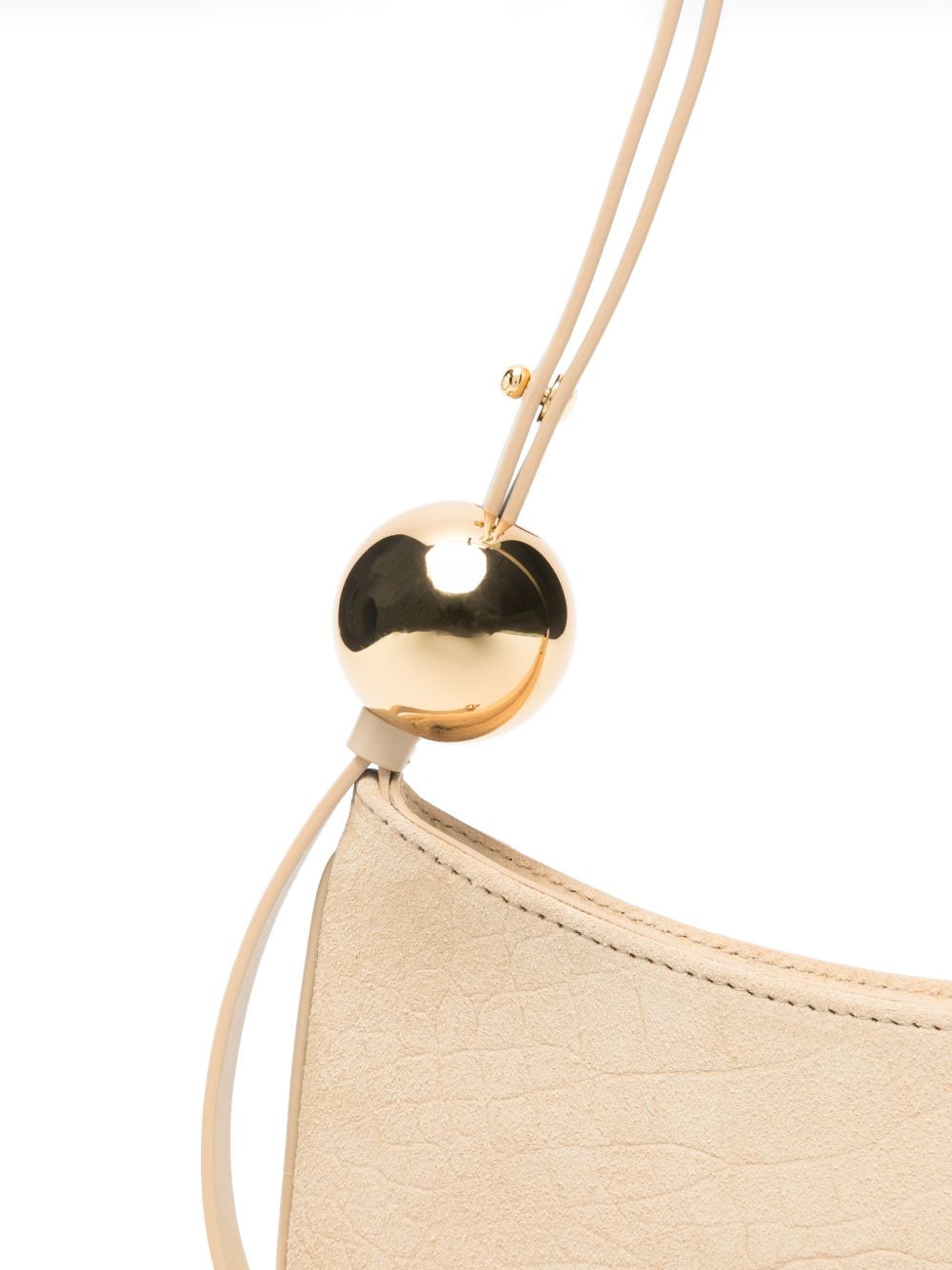 Beige Suede Top Handle Zip Bag