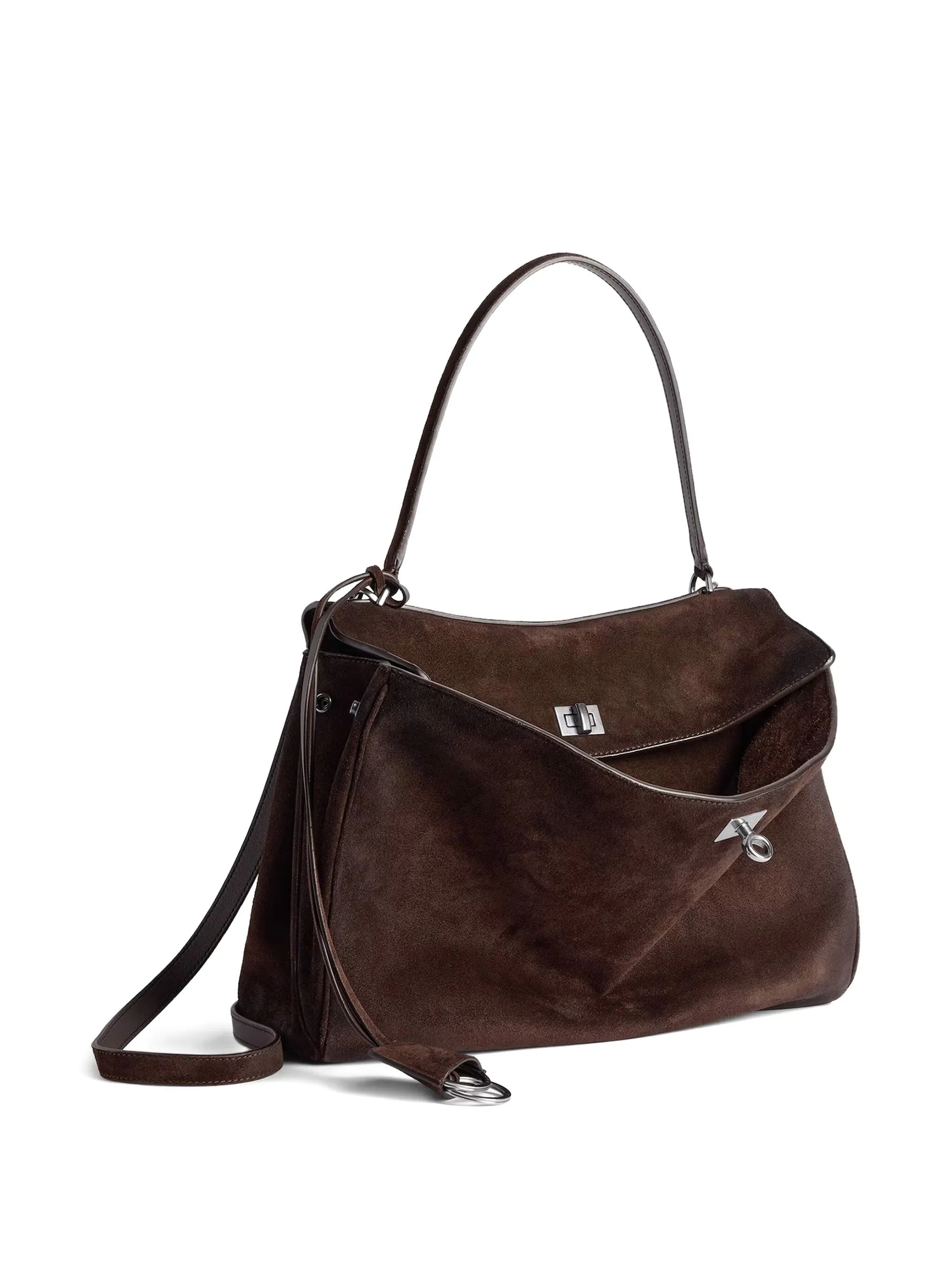 Dark Brown Rodeo Medium Suede Handbag