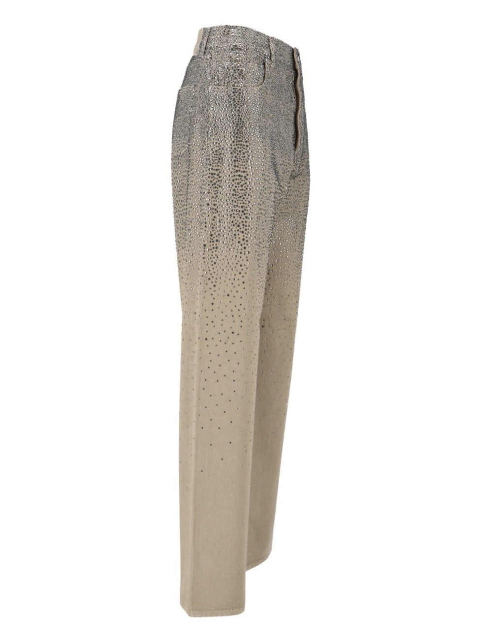 Straight-Leg Jeans With Rhinestones – Beige
