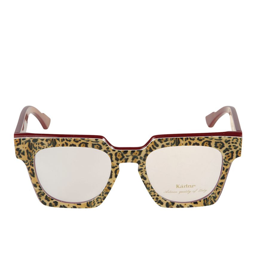 Tanya Leopard Print Square Frame Sunglasses with Burgundy Arms