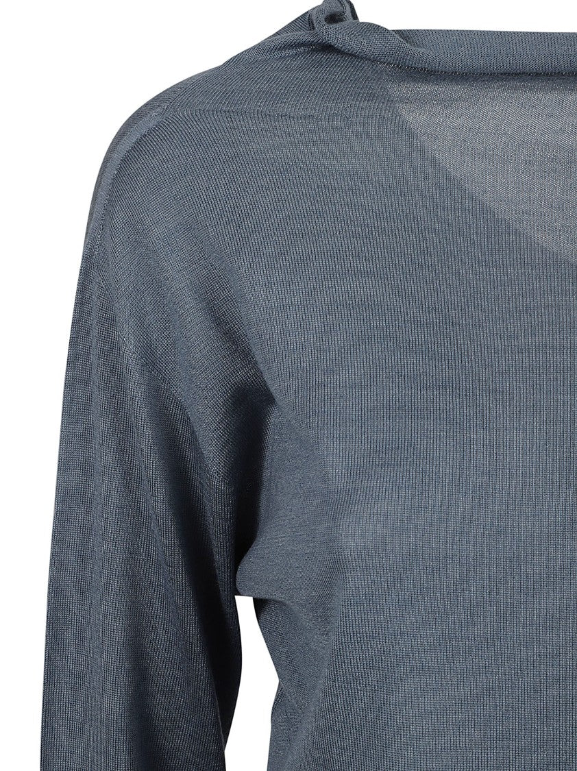 Relaxed Fit Grey V-Neck Sweater