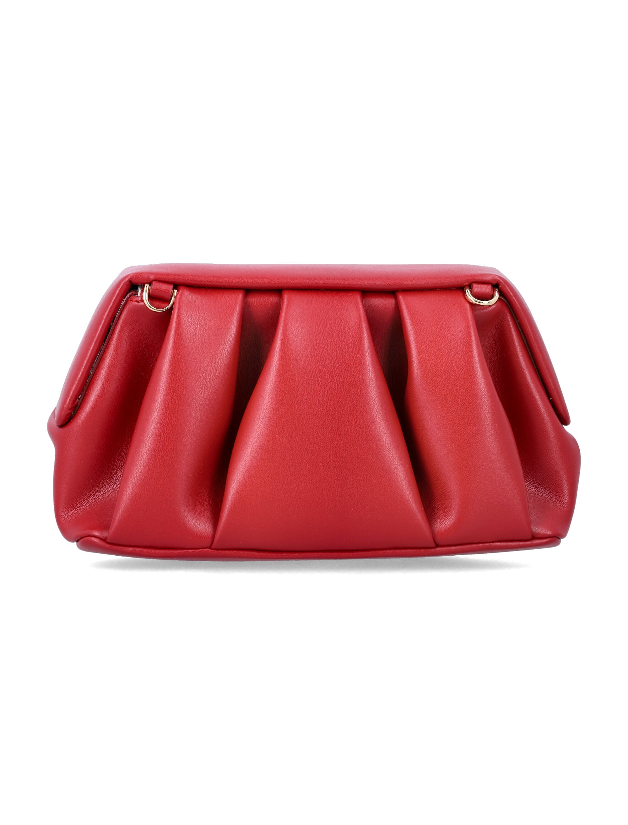 Sculptural Pleated Red Vegan Leather Athena Pochette