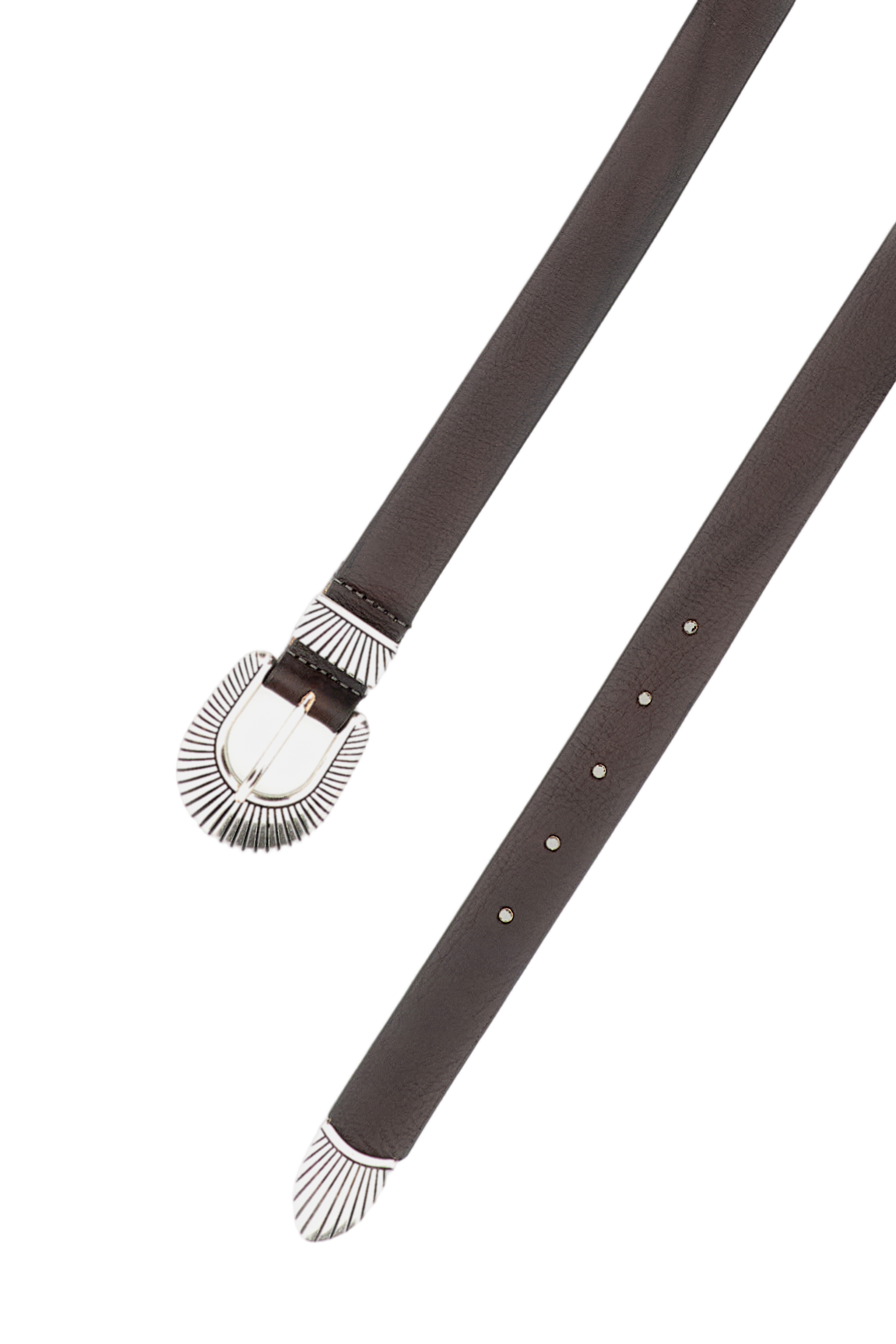 Distinctive Silver Buckle Leather Belt