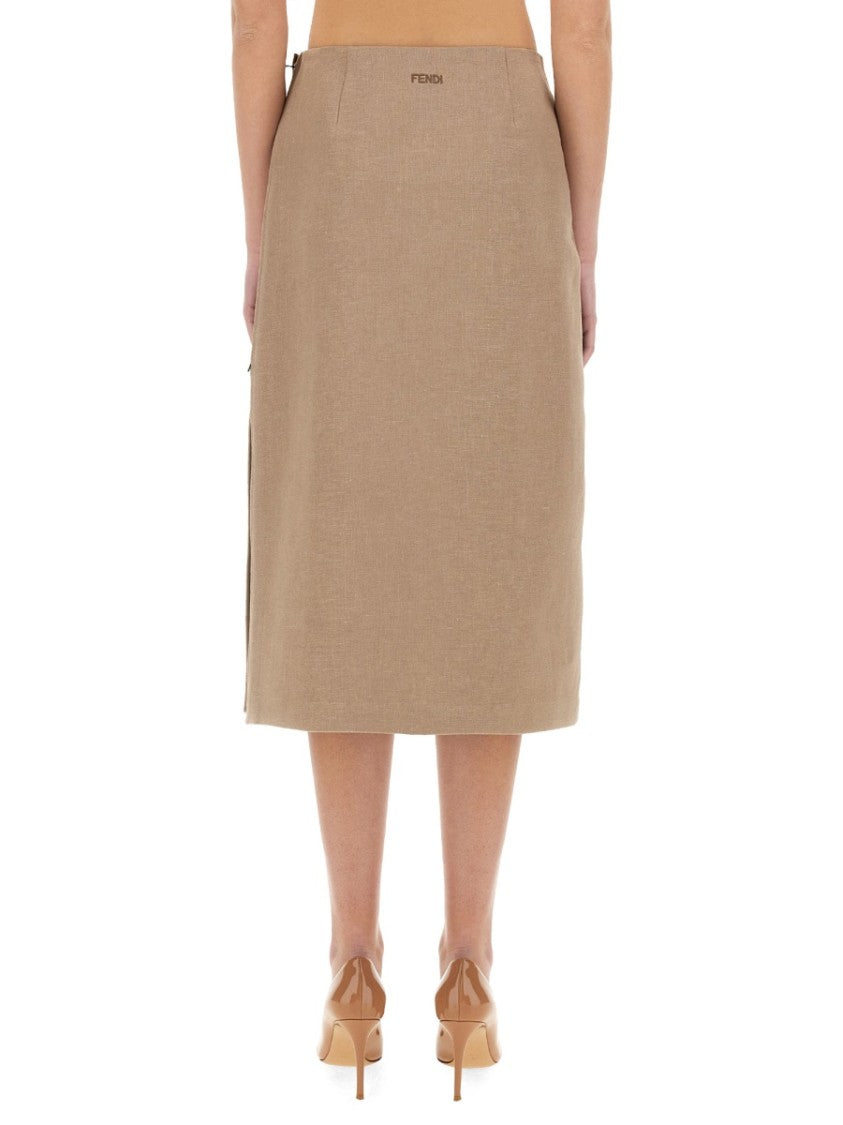 Waxed Linen Midi Skirt