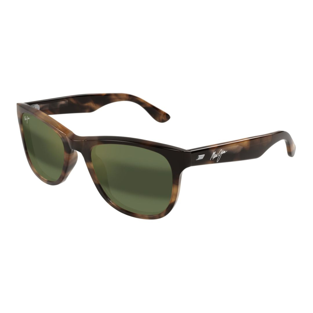 Kikonia Rectangular Tortoiseshell Frame Sunglasses with Green-Tinted Lenses
