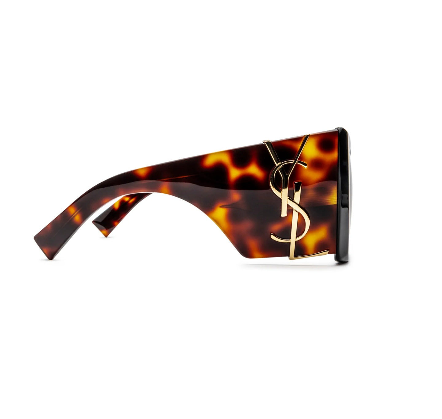Oversized Black Acetate Sunglasses with Tortoiseshell Arms
