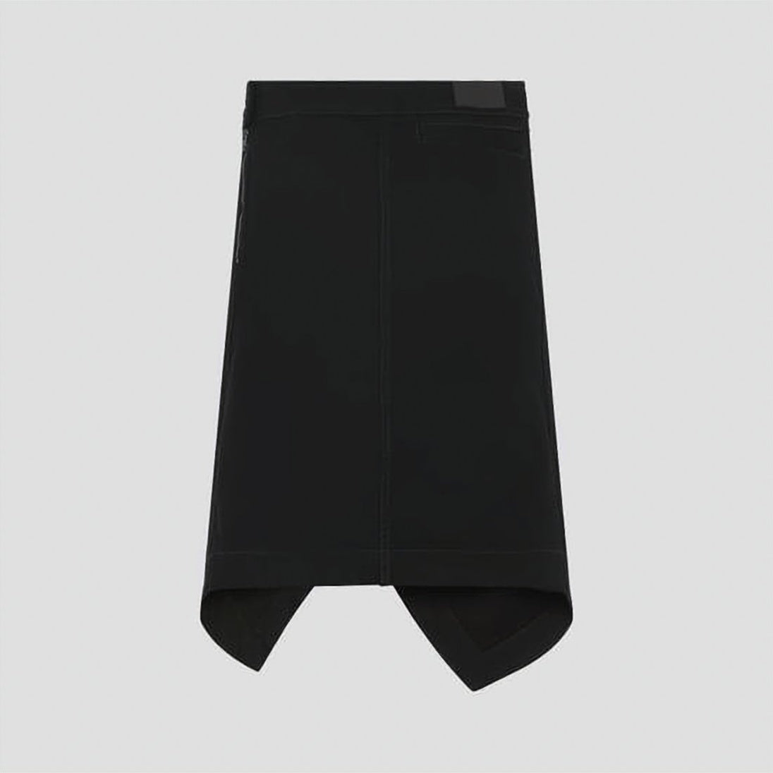 Asymmetrical Hemline Black Denim Skirt With Unique Overlapping Detail