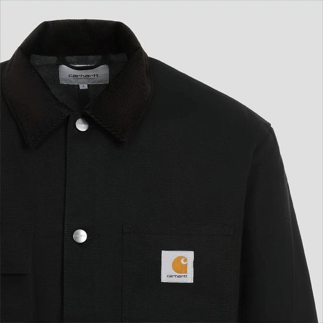 Structured Black Cotton Jacket with Classic Collar