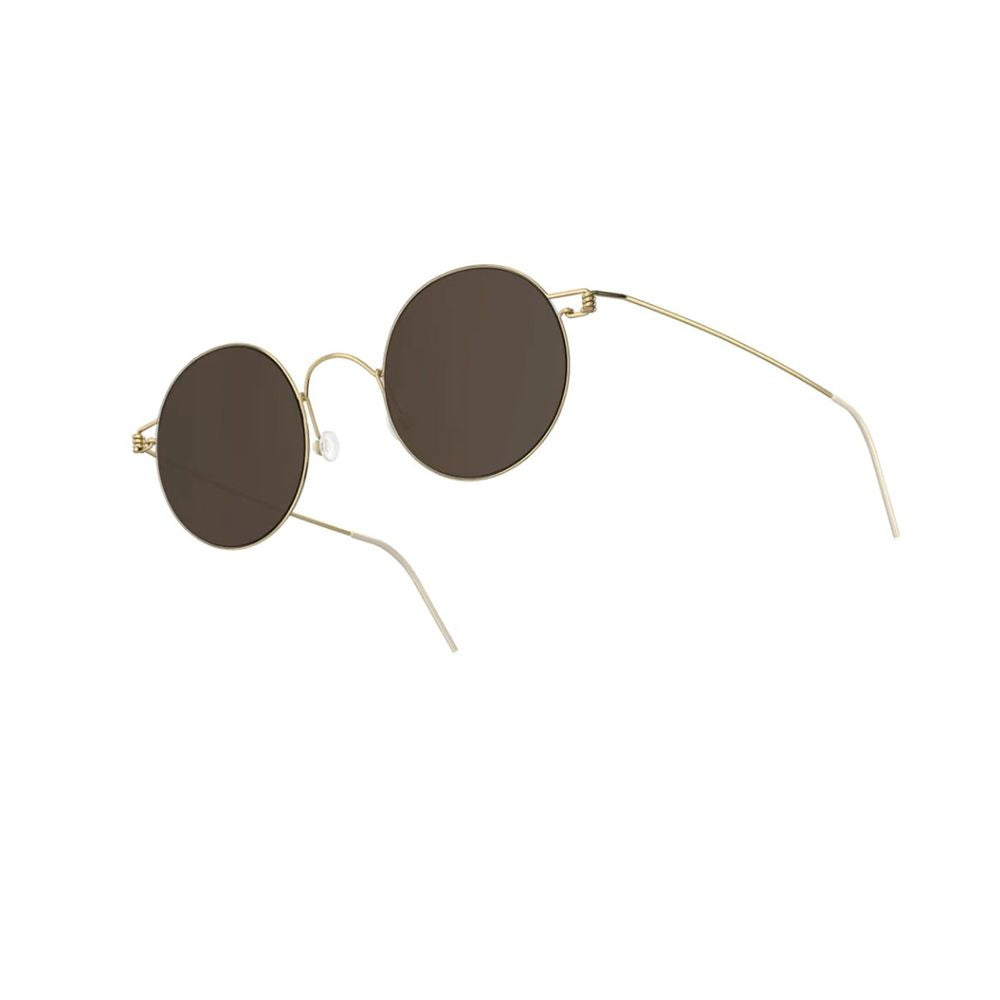 Sun Titanium Rim 8222 Pgt/Pgt/Sl111 Gold Round Titanium Rim Sunglasses