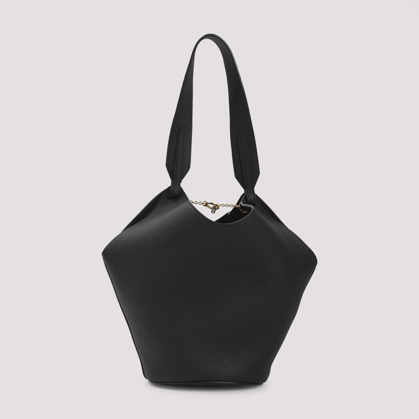 Geometric Leather Shopper Bag With Gold Chain Detail
