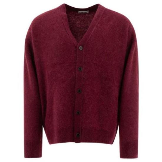 V-Neck Alpaca Knit Cardigan With Button-Down Front