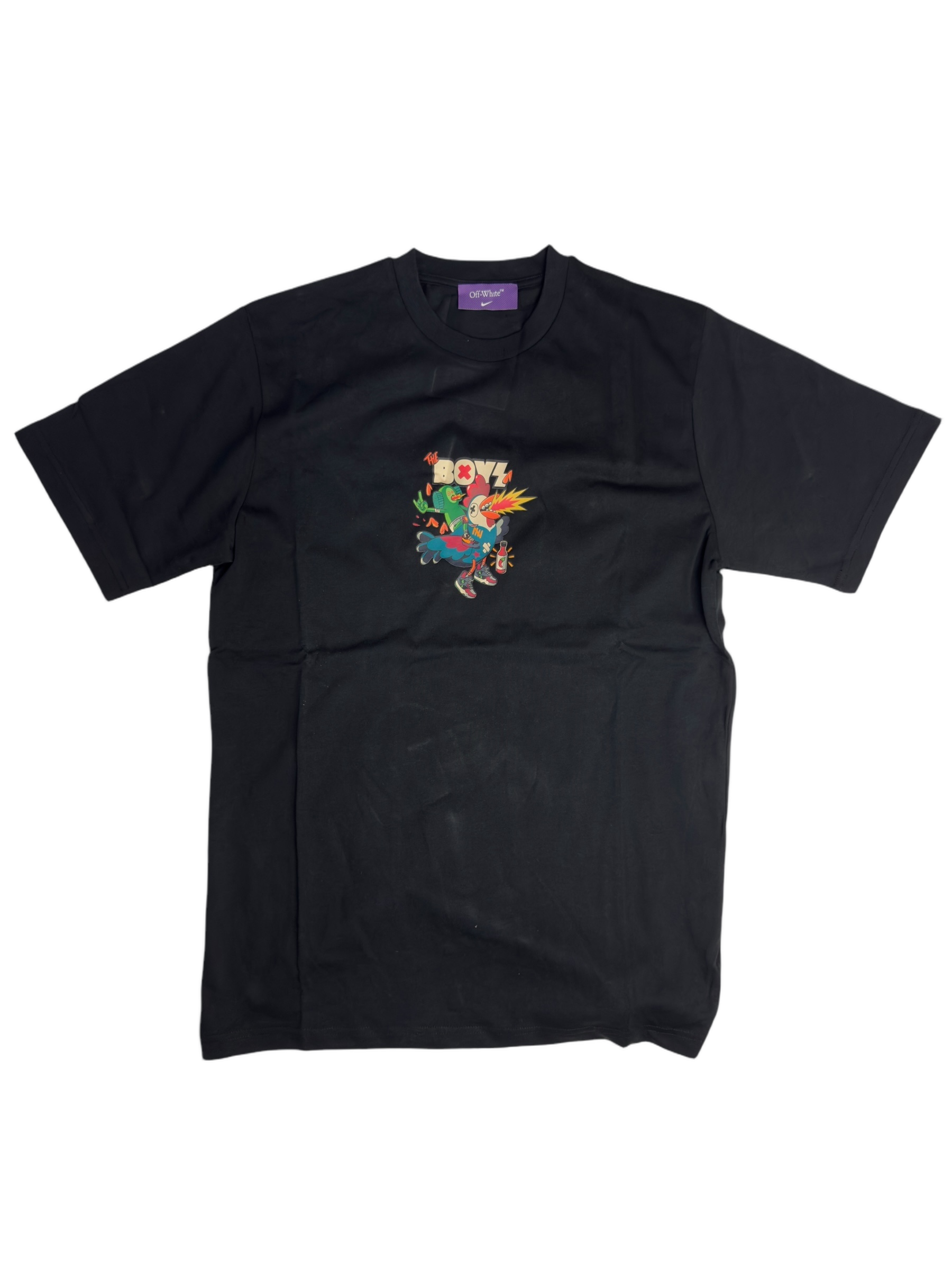 Graphic Charcoal Cotton T-Shirt with Cartoon Design