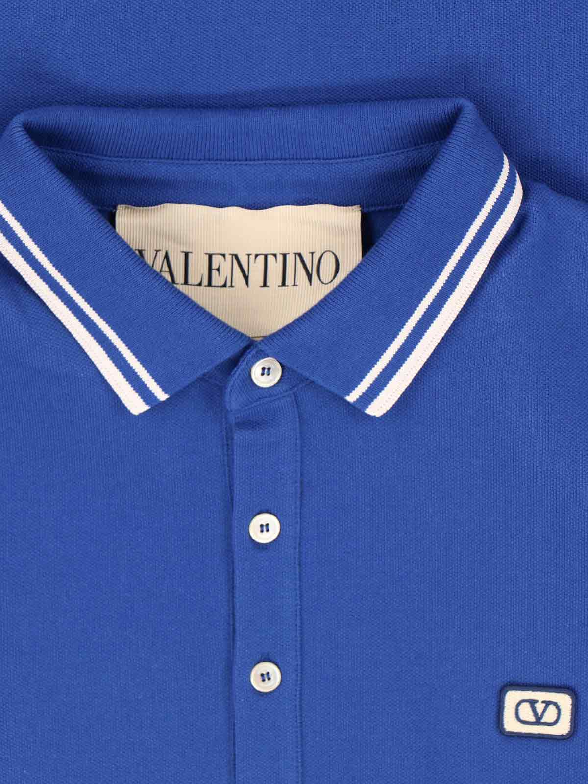 Logo Polo Shirt In Blue Cotton, Classic Collar
