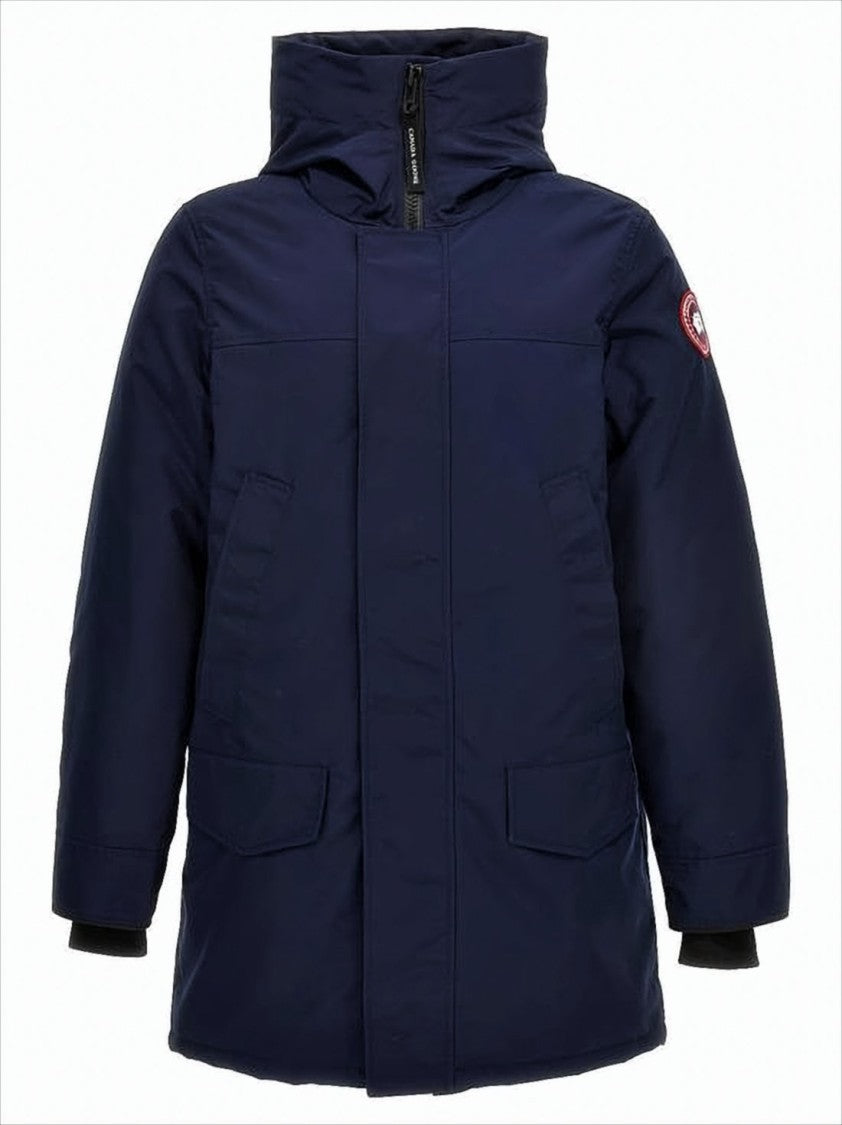 High-Collar Down Jacket with Concealed Front Zipper